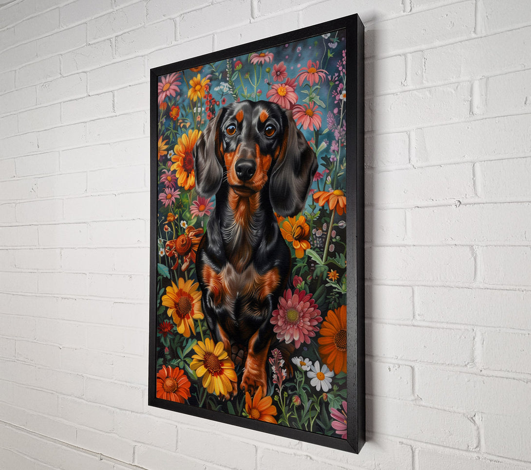  A Canvas Print of Doxie In The Daffodils Canvas Wall Art