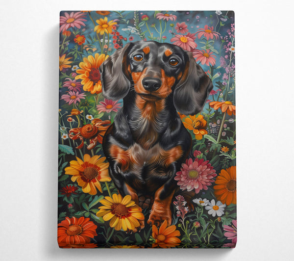  A Canvas Print of Doxie In The Daffodils Canvas Wall Art