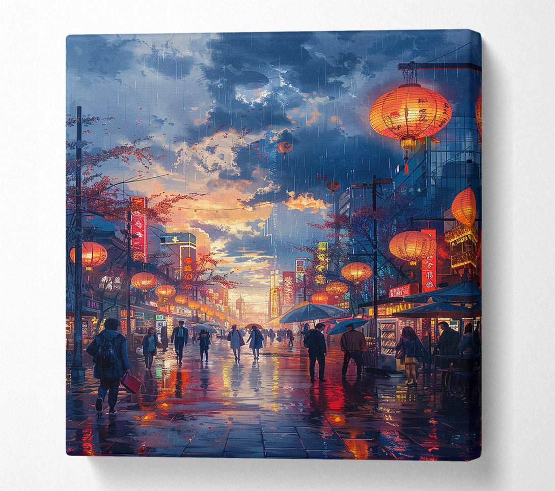  A Canvas Print of City In The Rain Canvas Print