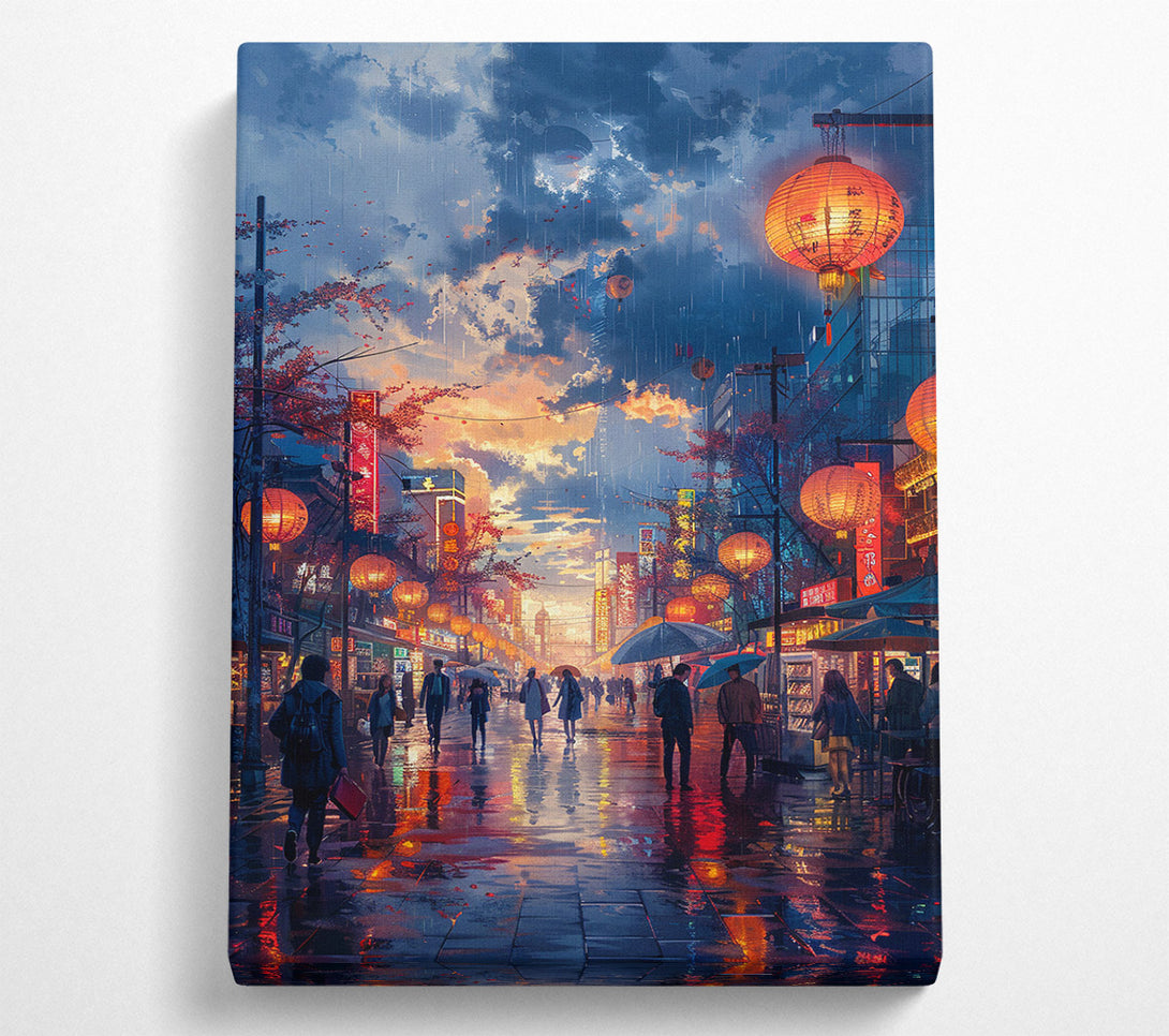  A Canvas Print of City In The Rain Canvas Print