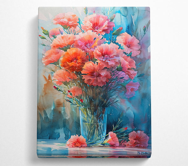 A Canvas Print of Carnations In A Glass Vase Canvas Art