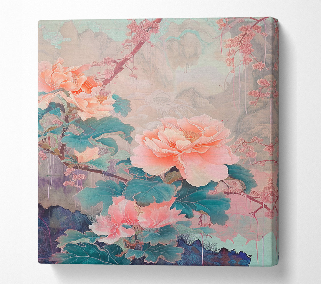  A Canvas Print of Pink Peonies In The Mist Canvas Print