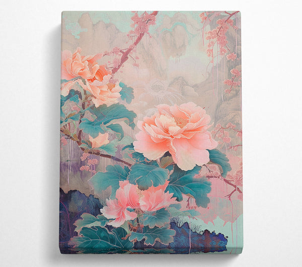  A Canvas Print of Pink Peonies In The Mist Canvas Print