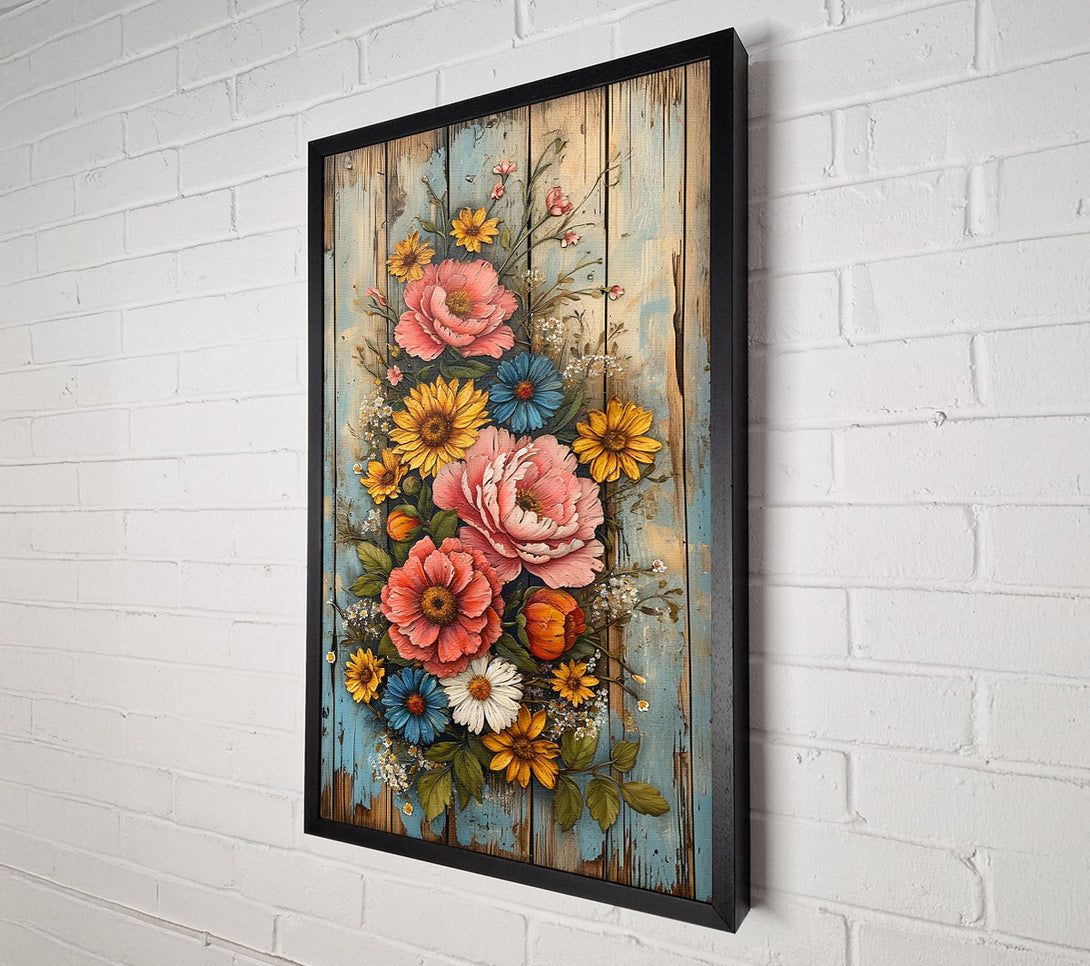  A Canvas Print of Blooms On Blue Canvas Print