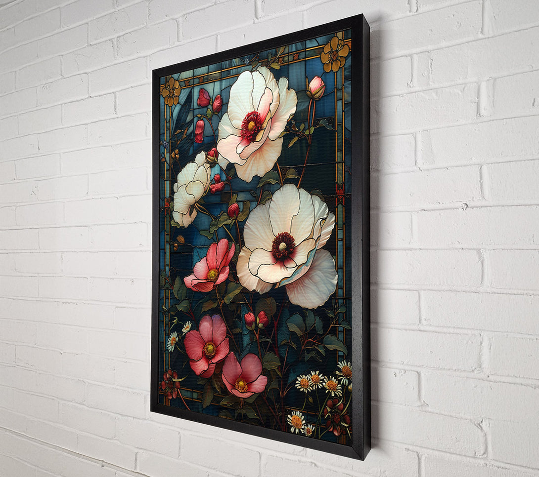  A Canvas Print of Stained Glass Peonies Canvas Wall Art