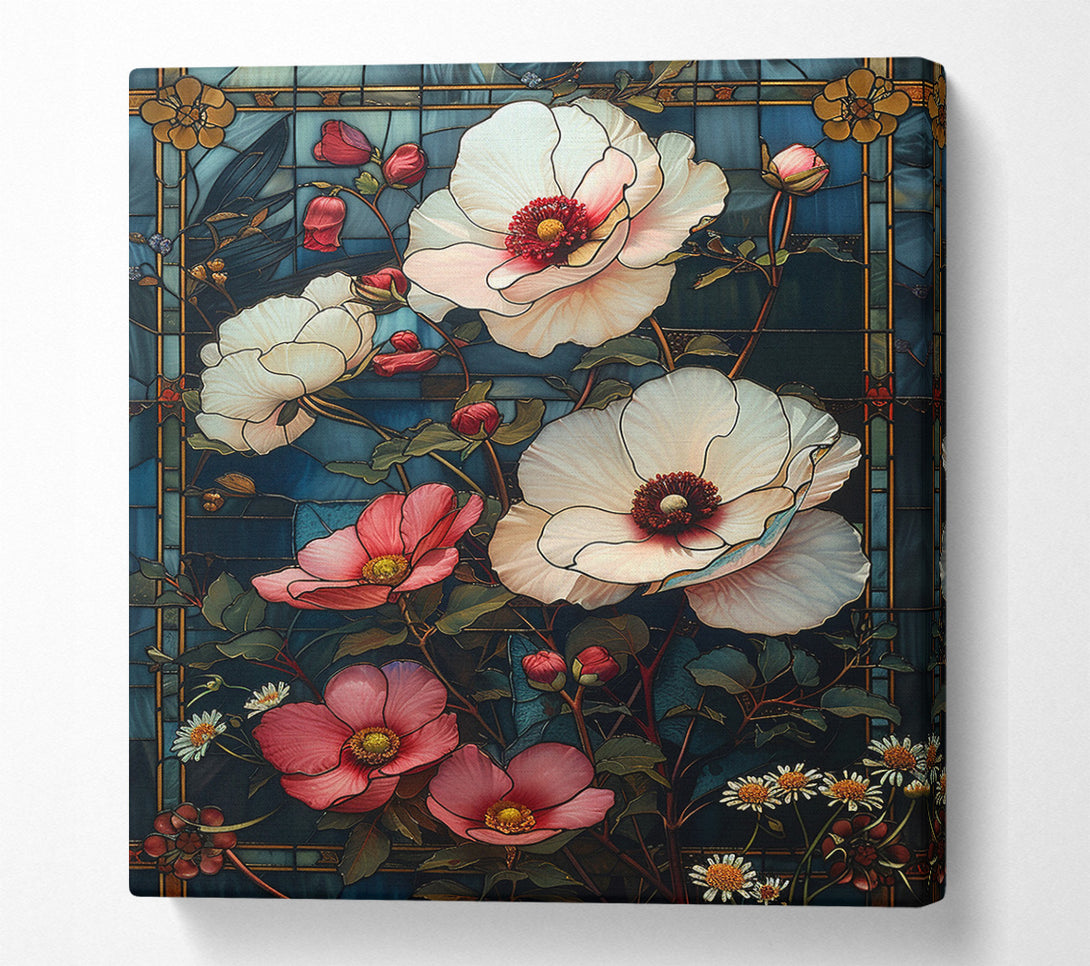  A Canvas Print of Stained Glass Peonies Canvas Wall Art