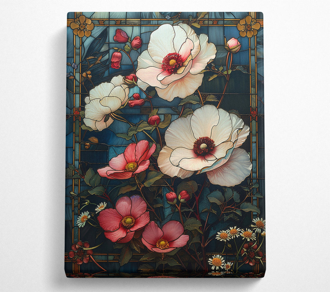  A Canvas Print of Stained Glass Peonies Canvas Wall Art