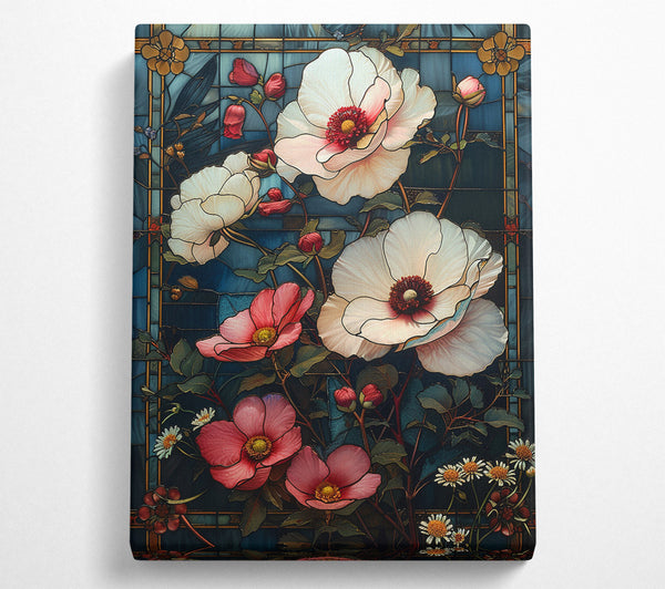  A Canvas Print of Stained Glass Peonies Canvas Wall Art