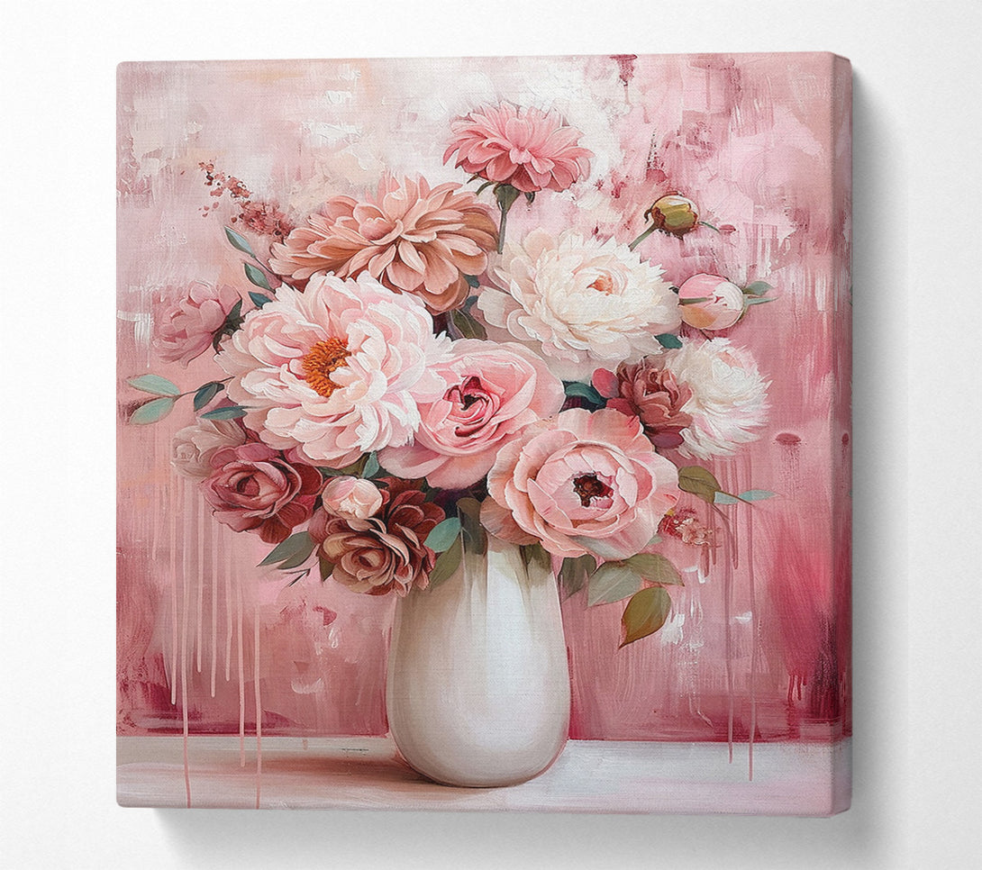  A Canvas Print of Pink Peonies And Roses Canvas Print