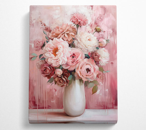  A Canvas Print of Pink Peonies And Roses Canvas Print