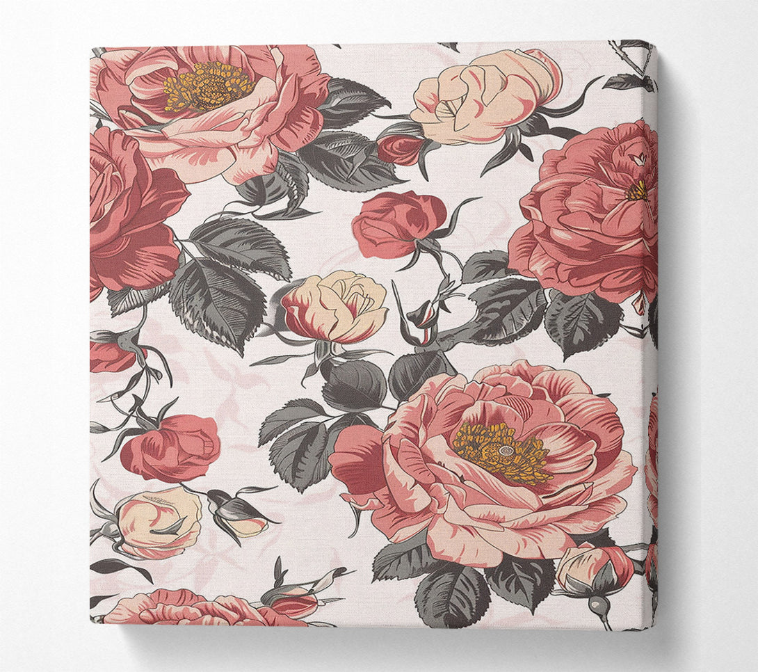  A Canvas Print of Vintage Rose Garden Canvas Wall Art