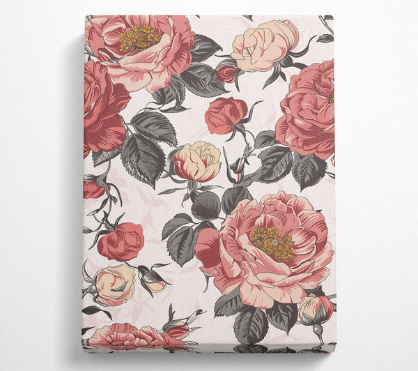  A Canvas Print of Vintage Rose Garden Canvas Wall Art