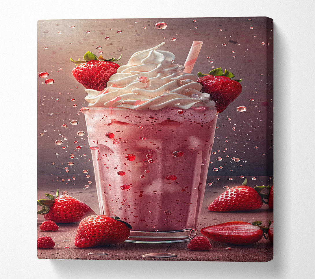  A Canvas Print of Strawberry Milkshake Canvas Wall Art