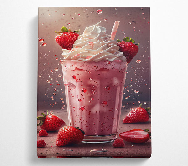  A Canvas Print of Strawberry Milkshake Canvas Wall Art