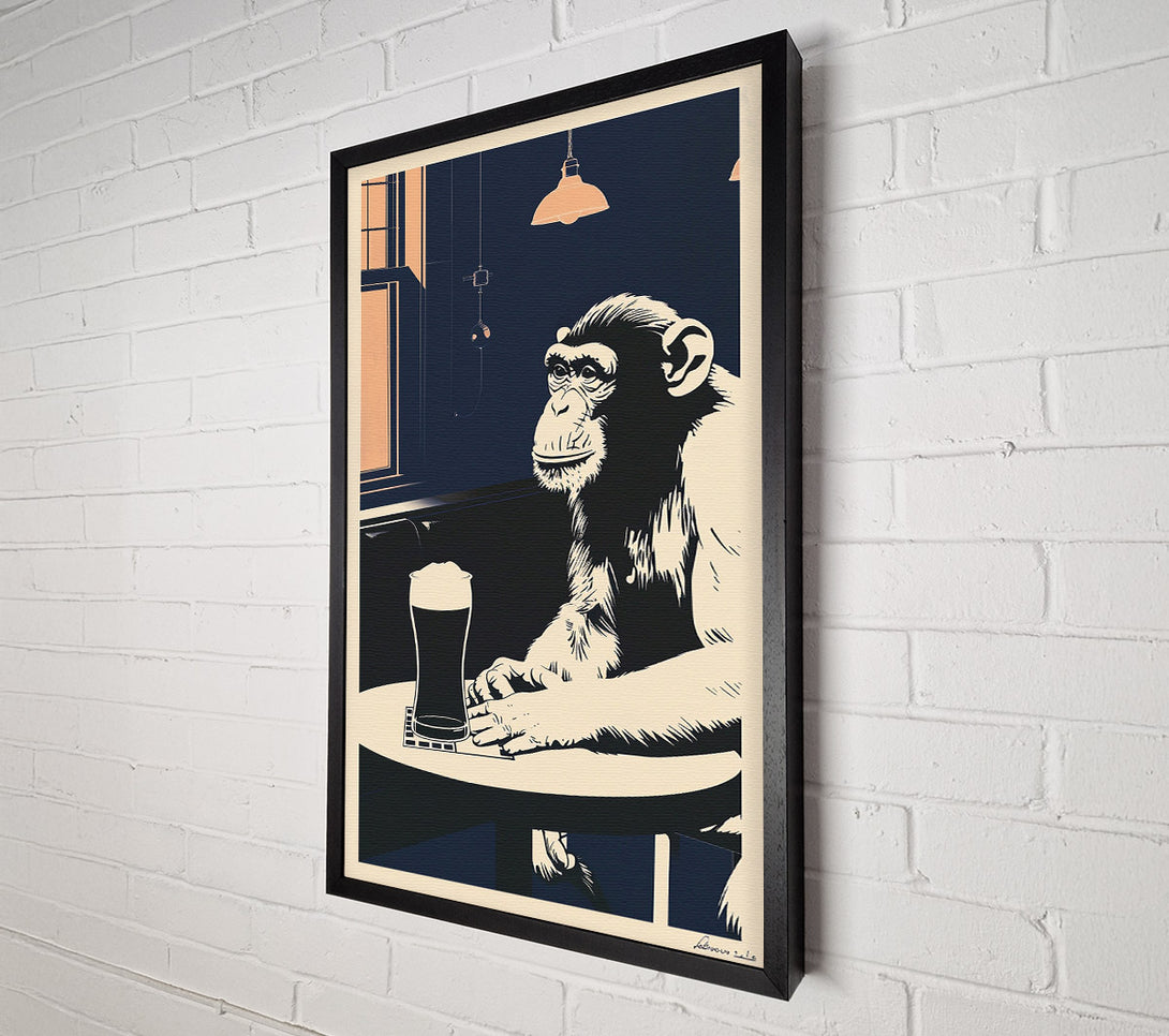  A Canvas Print of A Chimp'S Pint Canvas Wall Art