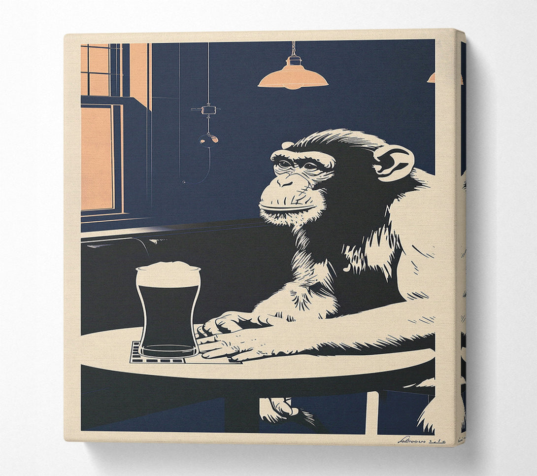  A Canvas Print of A Chimp'S Pint Canvas Wall Art