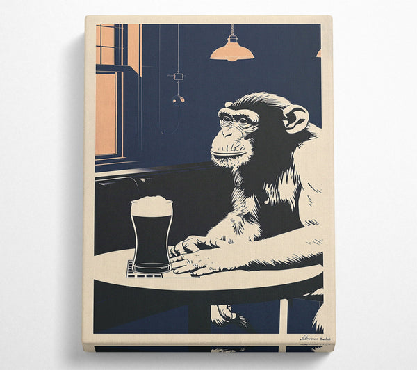  A Canvas Print of A Chimp'S Pint Canvas Wall Art
