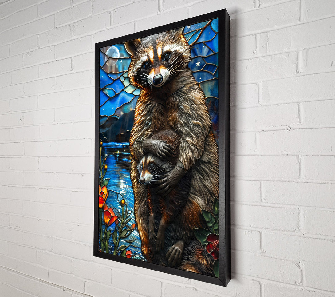  A Canvas Print of Raccoons In The Moonlight Canvas Art