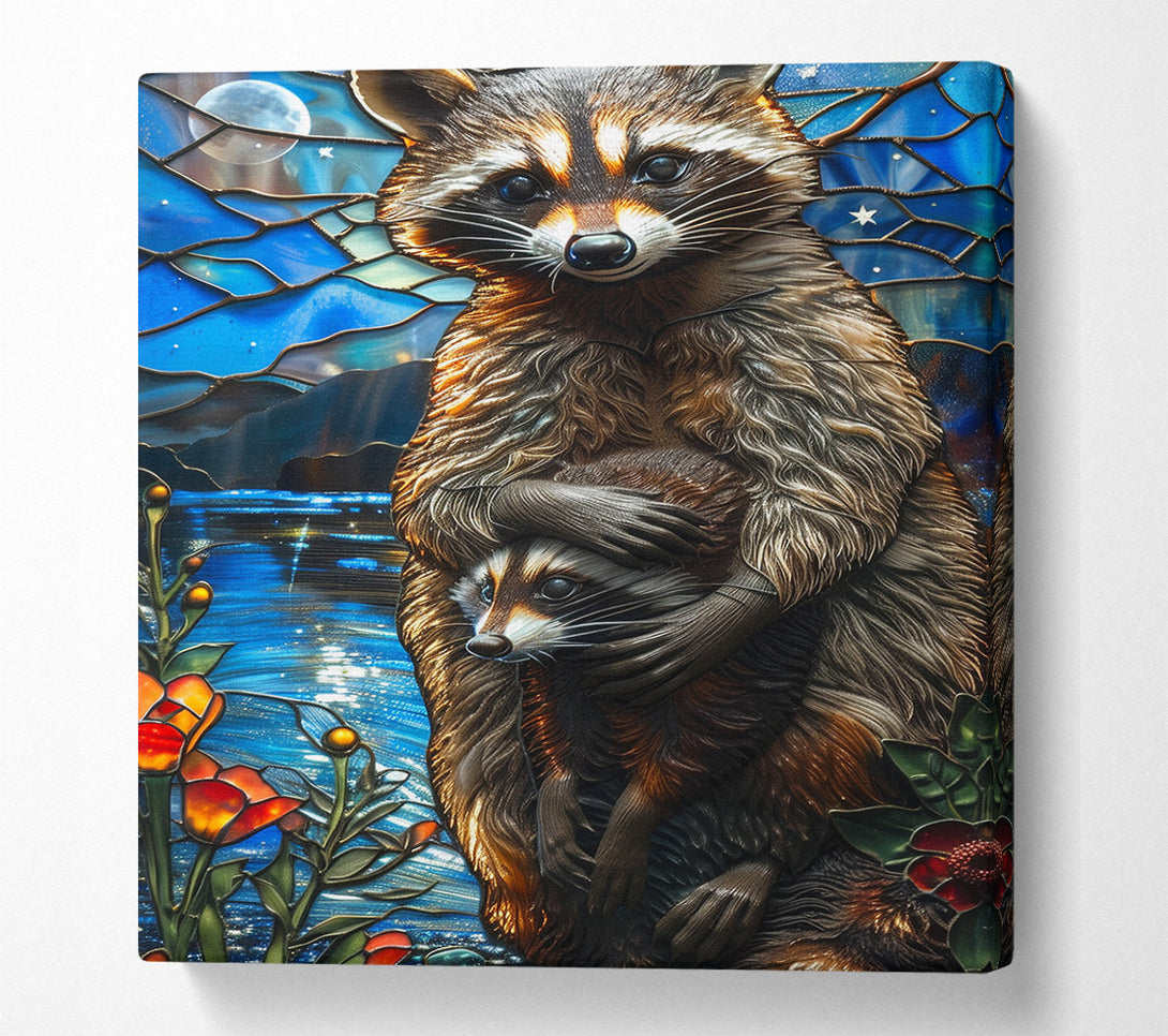  A Canvas Print of Raccoons In The Moonlight Canvas Art