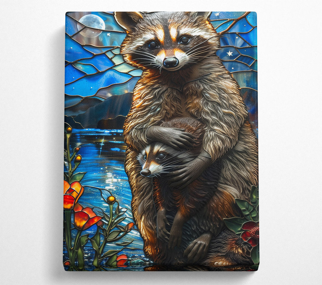  A Canvas Print of Raccoons In The Moonlight Canvas Art