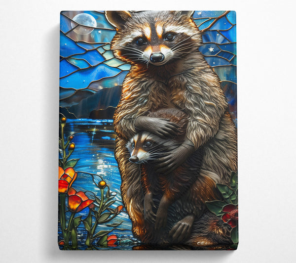  A Canvas Print of Raccoons In The Moonlight Canvas Art