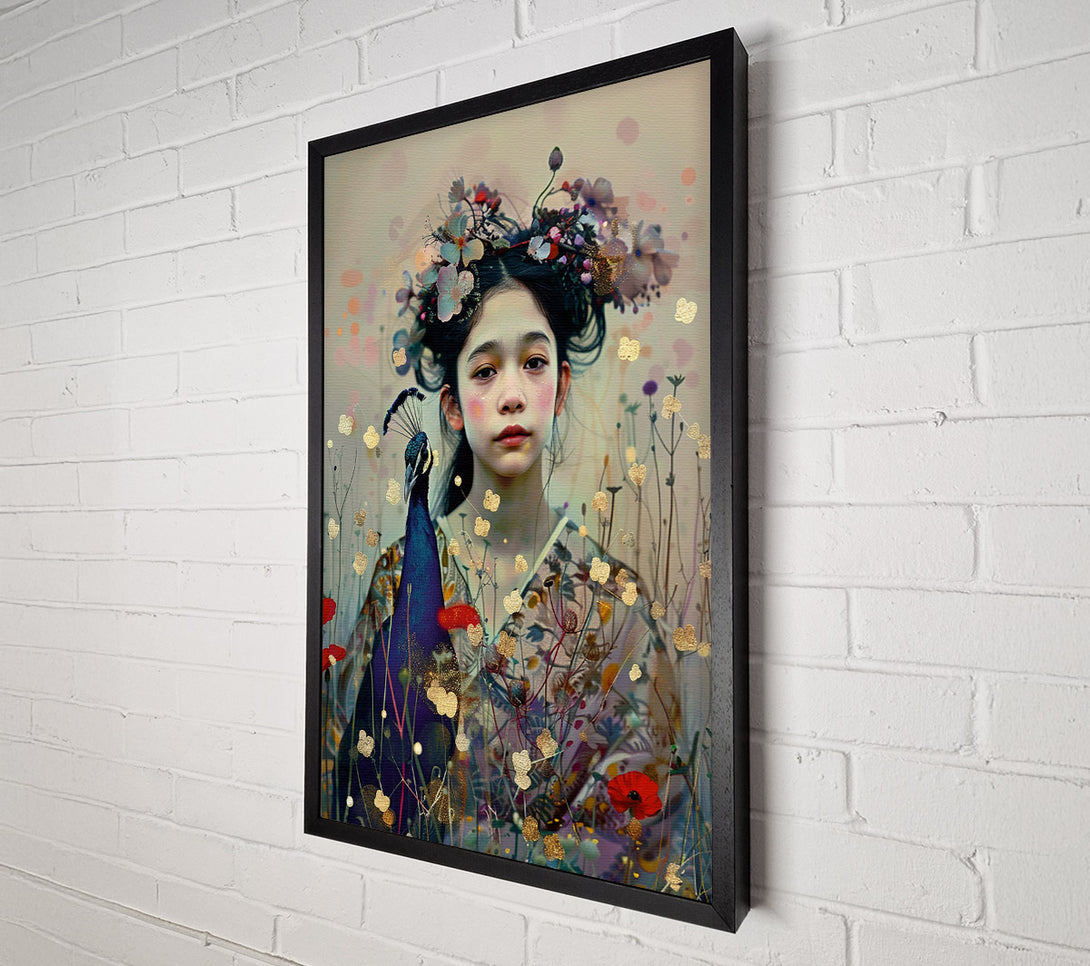  A Canvas Print of The Girl With The Peacock Canvas Print