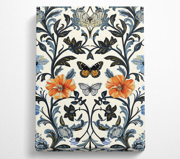 A Canvas Print of Butterflies And Flowers Canvas Wall Art