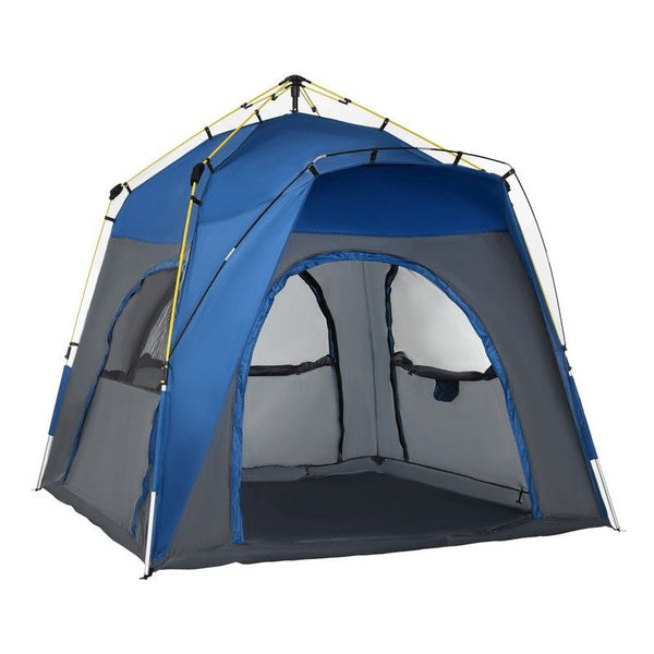4 Person Automatic Camping Tent Outdoor Pop Up Tent Portable Backpacking Dome Shelter Grey