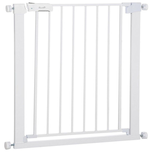 Pawhut Adjustable Pet Safety Gate Dog Barrier Home Fence Room Divider Stair Guard Mounting White 76 H X 75-82W cm