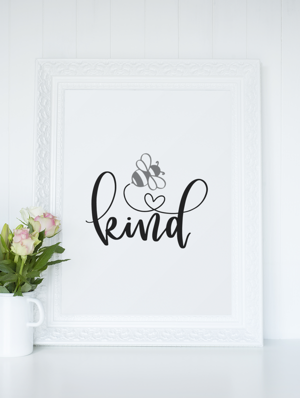 Bee Kind Bumble Bee Simple Bedroom Dressing Room Home Wall Decor Print