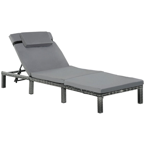 Rattan Sun Lounger Outdoor Garden Furniture Patio Recliner Reclining Chair Bed Fire Resistant Sponge