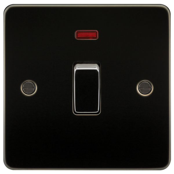 Knightsbridge FP8341NGM Flat Plate 20A 1G DP Switch With Neon - Gunmetal