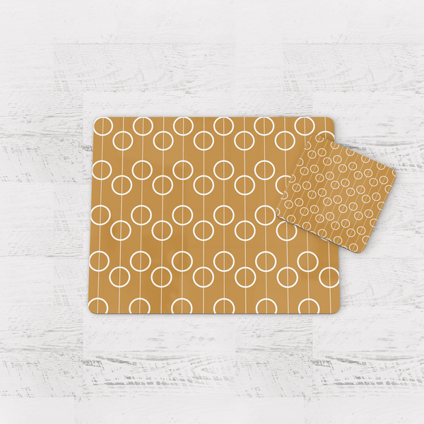 Gold Retro Geometric Circles Placemats, Set of 4 or Set of 6