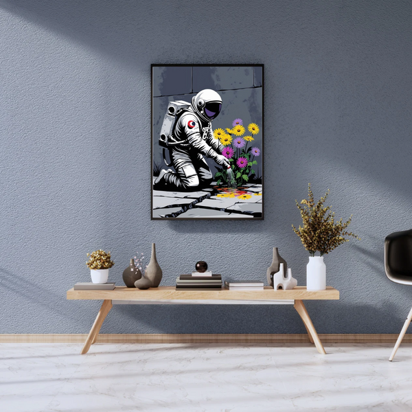 Space Gardener – Astronaut Watering Flowers Wall Art