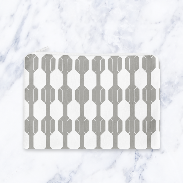 Grey & White Make Up Bag - Cosmetic Bag - Travel Pouch - Handmade Toiletry Bag - Contemporary Geometric Beauty Case