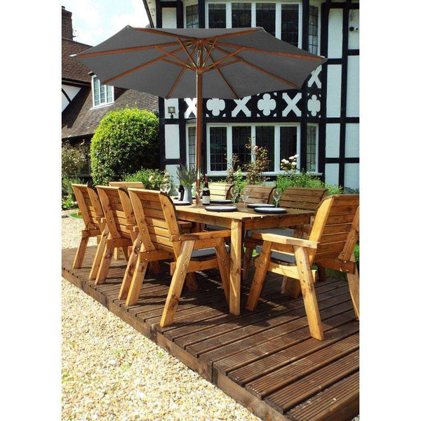 Scandinavian Redwood Garden Patio Dining Set by Charles Taylor - 8 Seat Grey Cushions