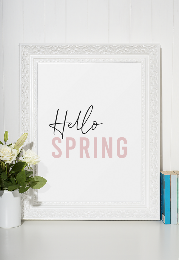 Hello Spring Pink Spring Seasonal Wall Home Decor Print