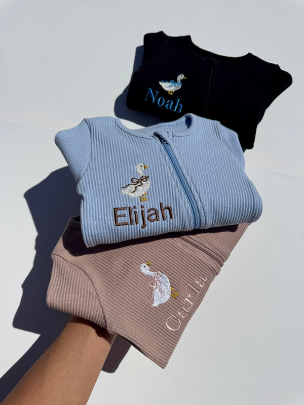 Goose Theme Personalised Zip Romper