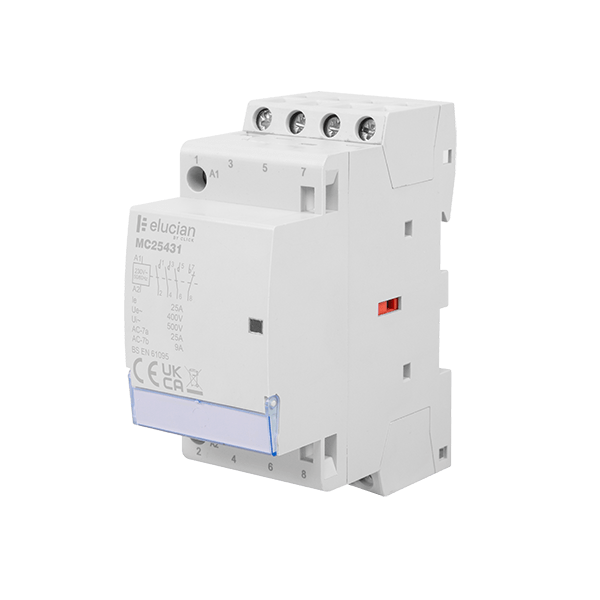 Scolmore MC25431 Contactor  4 Pole 2 Module 25a Contactor, 3 X Normally Open, 1 X Normally Closed Contacts