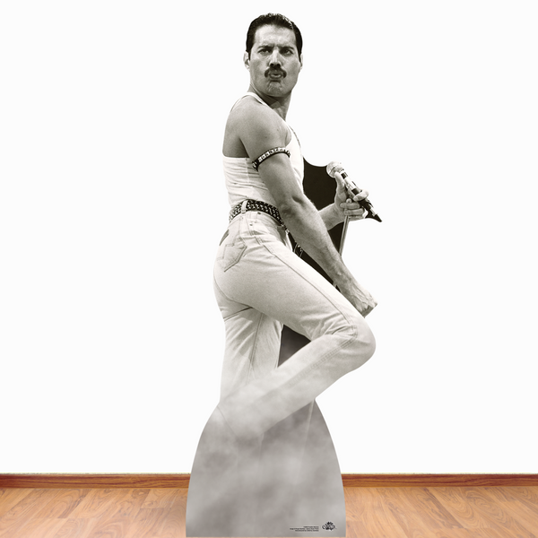 CS850 Freddie Mercury July 1985 Black and White (Live Aid) Height 179cm Lifesize Cardboard Cut Out With Mini