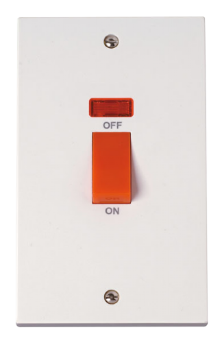 Scolmore PRW203 - 45A DP Plate Switch With Neon - Double Plate Size