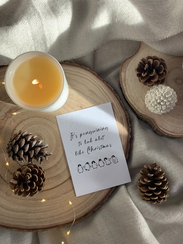 It's Penguining To Look Alot Like Christmas Winter Christmas Seasonal Wall Home Decor Print