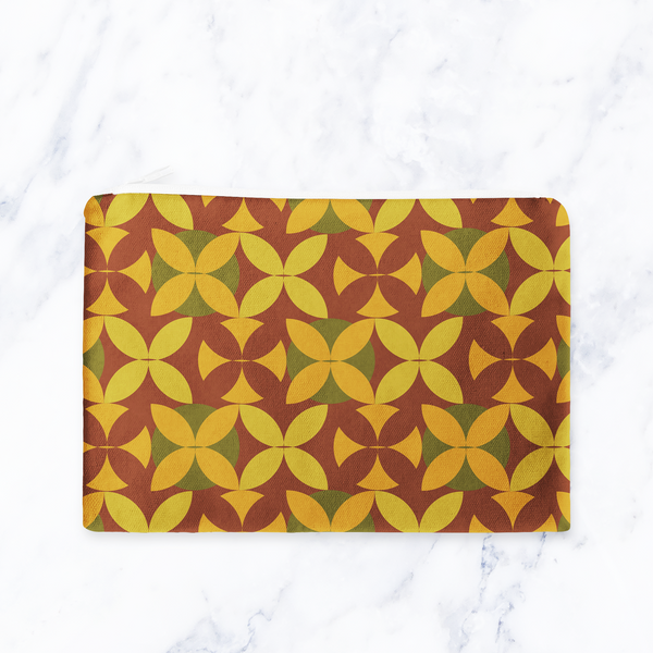 Brown and Green Retro Make Up Bag