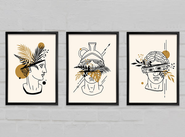 Greek Mid Century Set of 3 Framed Print