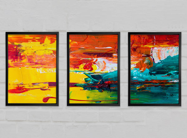 Abstract Paint Orange Set of 3 Framed Print