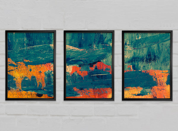 Ice and Fire Abstract Set of 3 Framed Print
