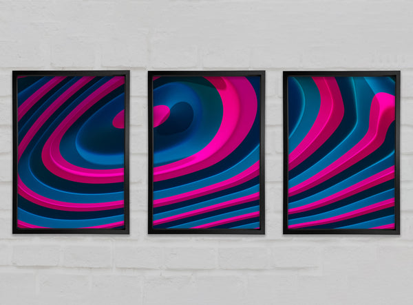 Pink and Blue Swirls 3 Piece Prints