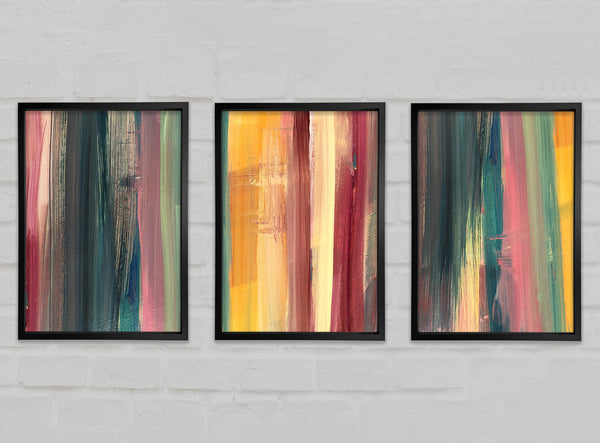 Vertical Colour Drop Lines Set of 3 Framed Print