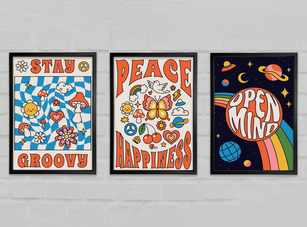 Mindfulness And Positivity Set of 3 Framed Print