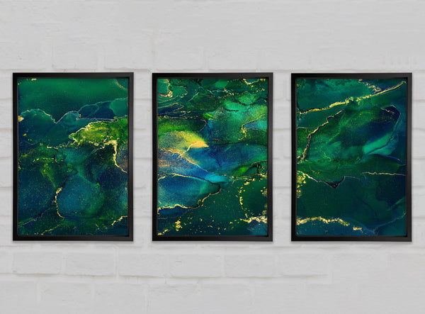 Green Blue Gold Marble Glitter Gallery Wall Art